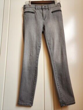 Grey Wash Skinny Jeans 27" Waist 27" Inseam Grey Zip Pockets NWOT